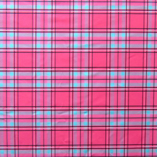 Plaid Print On Spandex, 4 Way Stretch, Pink